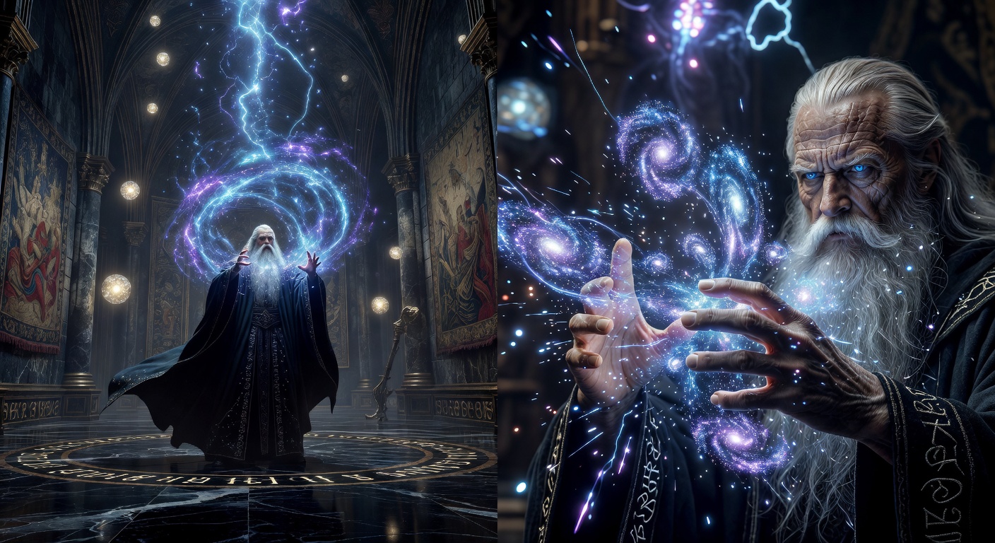 Mage casting a magical spell